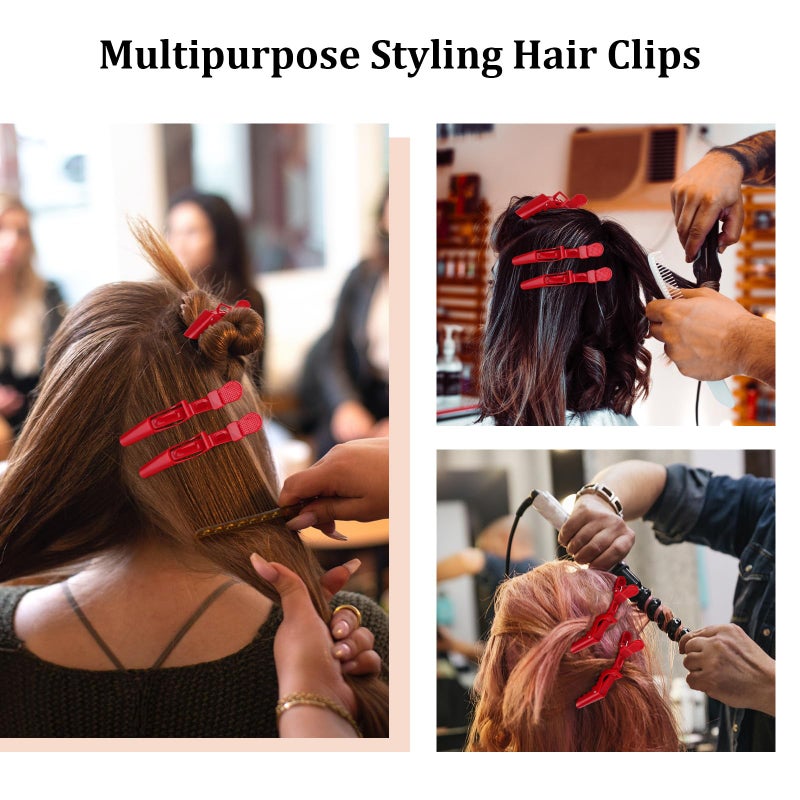 Ondder 24 Pcs Red Large Alligator Hair Clips for Styling Sectioning, Pro Salon Clips for Hair Coloring Cutting, Hair Styling Accessories for Women - Image 5