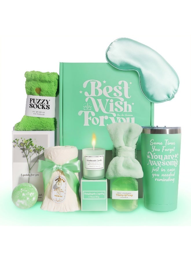 SKT Shiketro Gift Basket for Women - Birthday Gift Box Get Well Soon Gift Set Contains 11 Inspirational Gifts Relaxing Spa Treatment Package for Women Bestie Friendship Female Friend Gift - Image 1