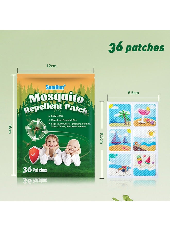 سوميفون 36 قطعة ملصقات طارد البعوض - طارد البعوض نمط الكرتون - بقع طارد الحشرات آمنة وفعالة للأطفال الصغار والأطفال والأنشطة في الهواء الطلق - ما يصل إلى 24 ساعة من الحماية - Image 2