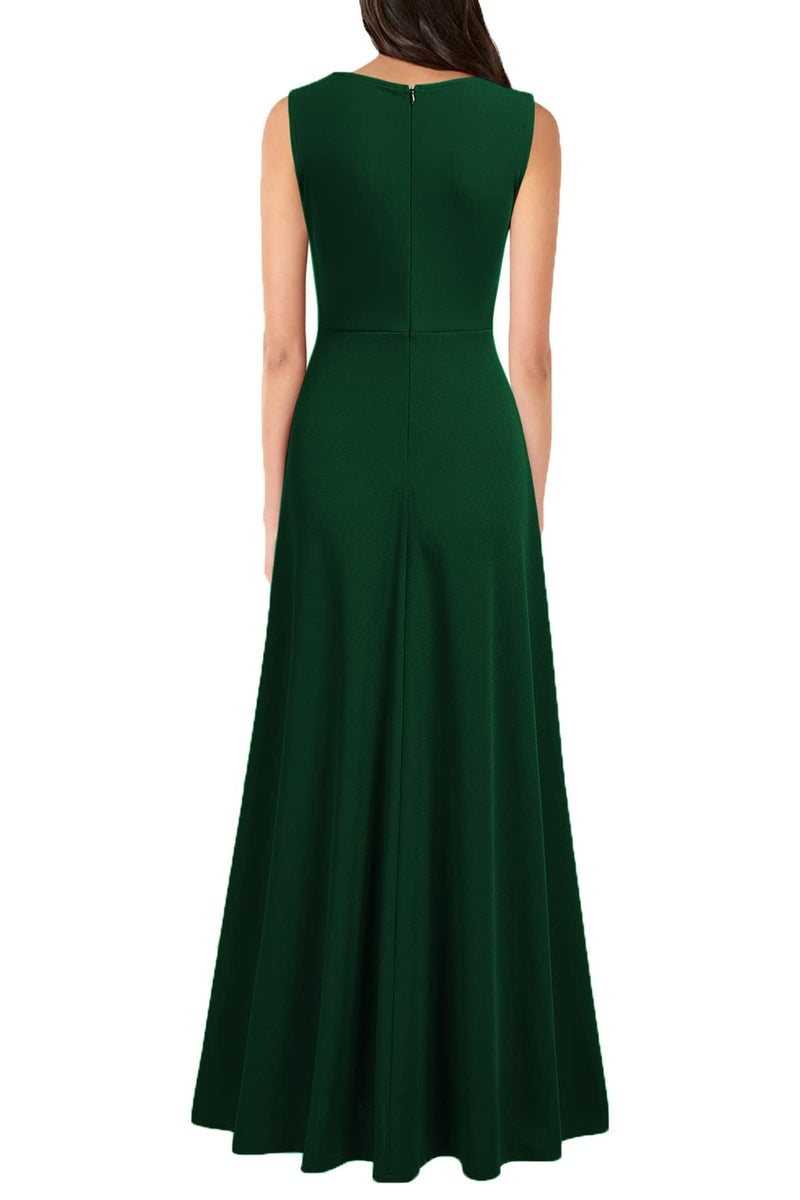 MUSHARE Women's V Neck Sleeveless Split Formal Dress Cocktail Party Prom Long Dresses Green - Image 2