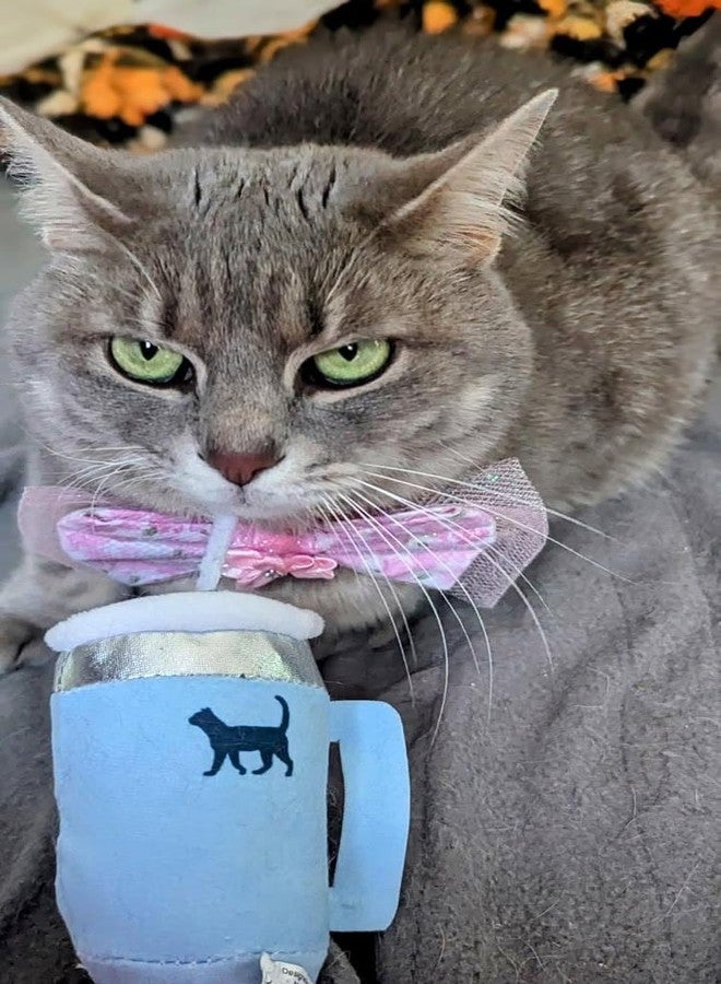 PUPROAR Kitty Cup Catnip Toy - Cute Cat Birthday Toy with Catnip & Crinkle, Funny Girly Kitten Gift (Chambray Blue) - Image 2