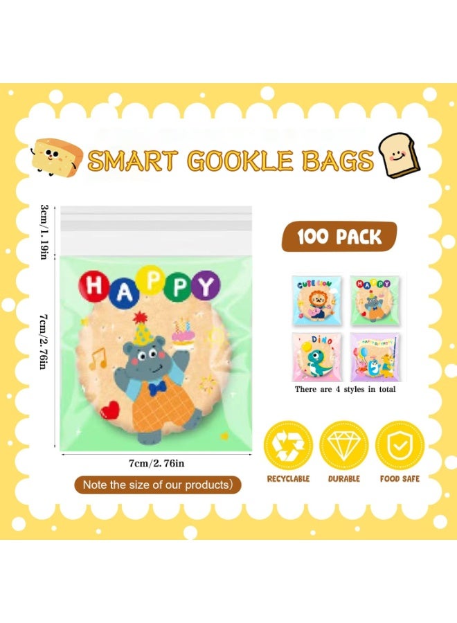 روعة 100 قطعة أكياس ملفات تعريف الارتباط لطيفة ذاتية الختم ، أكياس وجبات خفيفة ذاتية اللصق مقاس 7 × 7 سم ، أكياس هدايا من السيلوفان المسطحة لحفلات الأطفال ، أكياس حلوى الزفاف ، أكياس الحلوى ، أكياس التخزين ، أكياس تغليف وتخزين المواد الغذائية الشفافة ، (متعددة الأنماط ، صديقة للبيئة) - Image 2