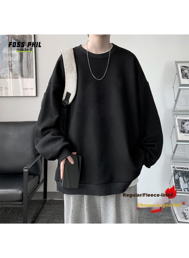 Foss Phil Men's Sweatshirt, Spring And Autumn Long-sleeve T-shirt, Round Neck American-style Top, Undershirt, Men's Clothing, 26wy03, Black, 2XL - Image 1