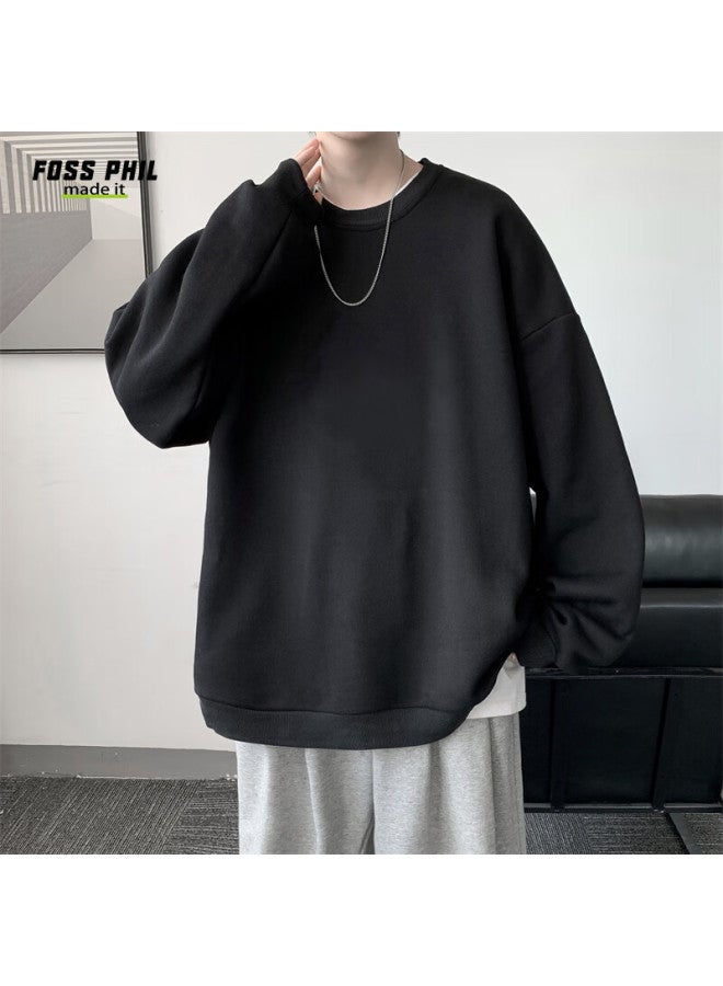 Foss Phil Men's Sweatshirt, Spring And Autumn Long-sleeve T-shirt, Round Neck American-style Top, Undershirt, Men's Clothing, 26wy03, Black, 2XL - Image 2