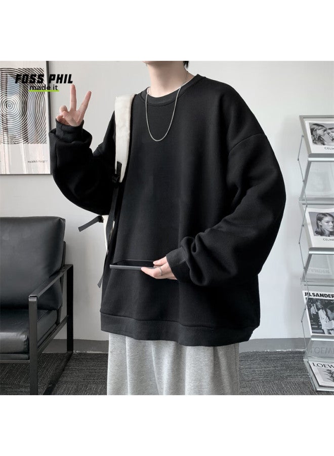 Foss Phil Men's Sweatshirt, Spring And Autumn Long-sleeve T-shirt, Round Neck American-style Top, Undershirt, Men's Clothing, 26wy03, Black, 2XL - Image 4