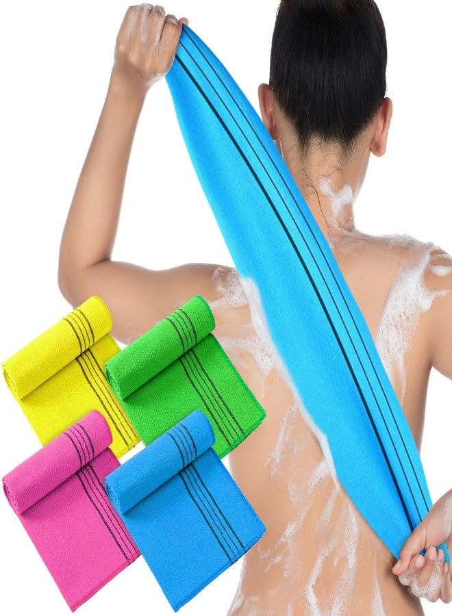 Tatuo 4 Pieces Korean Exfoliating Washcloth Body Back Scrubber Japanese Italy Exfoliating Cloth 35.5 Inch Long Bath Towel Washcloth Dead Skin Remover for Men Women(Multicolored) - Image 1