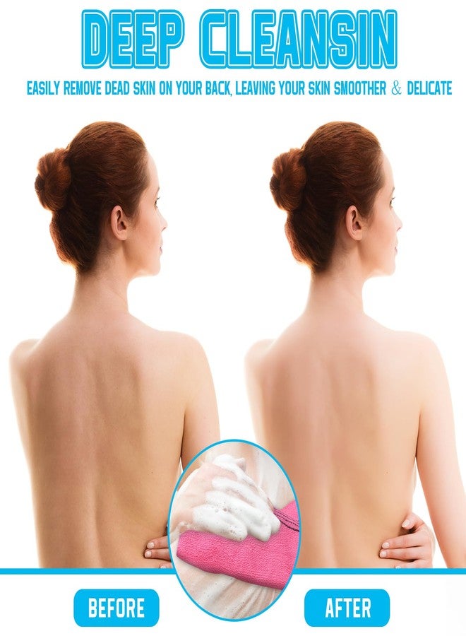 Tatuo 4 Pieces Korean Exfoliating Washcloth Body Back Scrubber Japanese Italy Exfoliating Cloth 35.5 Inch Long Bath Towel Washcloth Dead Skin Remover for Men Women(Multicolored) - Image 3