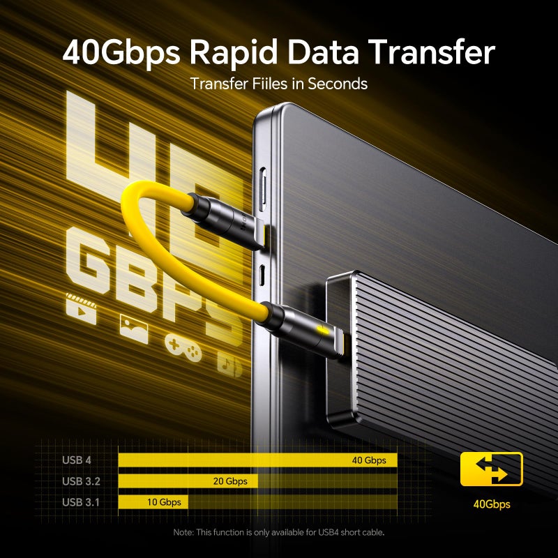 Aohi مجموعة كابلات USB 4 من AOHI بقوة 240 واط 8 في 1، كابل شحن سريع PD3.1 بقوة 240 واط يدعم نقل البيانات بسرعة 40 جيجابت في الثانية وعرض 8K HD لجهاز iPhone17 Pro Max وMacBook Pro Air وiPad وGalaxy - Image 4