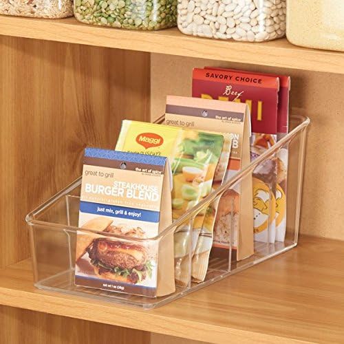 mDesign mDesign Plastic Food Packet Organizer Bin  Storage Station for Kitchen Pantry  Holder for Spice Pouch Dressing Mix Sauce Hot Chocolate Tea Sugar Packets Ligne Collection  Clear  - Image 2