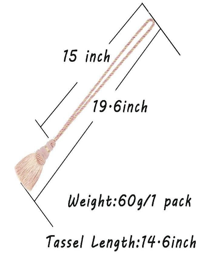 warmtone Curtain Tiebacks Rustic Holdbacks for Drapes, Farmhouse Tie Backs for Curtains, Cotton Jute Rope with Wood Club, Natural Boho Decor Shabby Chic Drapery Holder, Pack-2  - Image 2