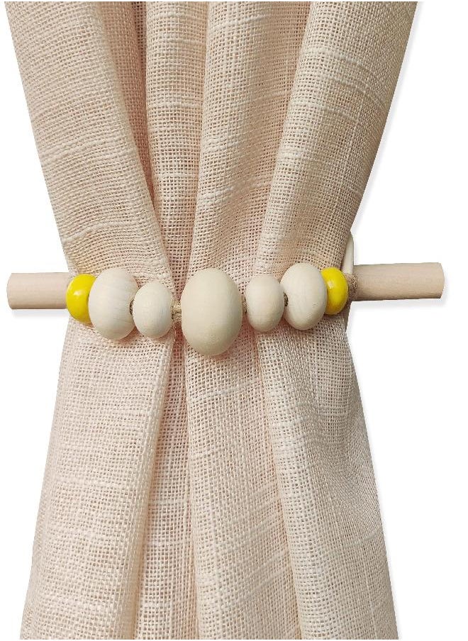 warmtone Curtain Tiebacks Rustic Holdbacks for Drapes, Farmhouse Tie Backs for Curtains, Cotton Jute Rope with Wood Club, Natural Boho Decor Shabby Chic Drapery Holder, Pack-2  - Image 4