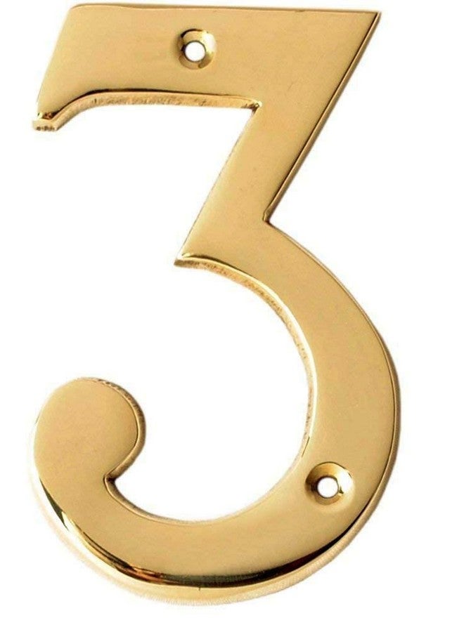 eSplanade 4" Brass House Hotel Door Number Plaque Sticky Numeric Numerical Digit 0-9 (3(three)) - Image 1