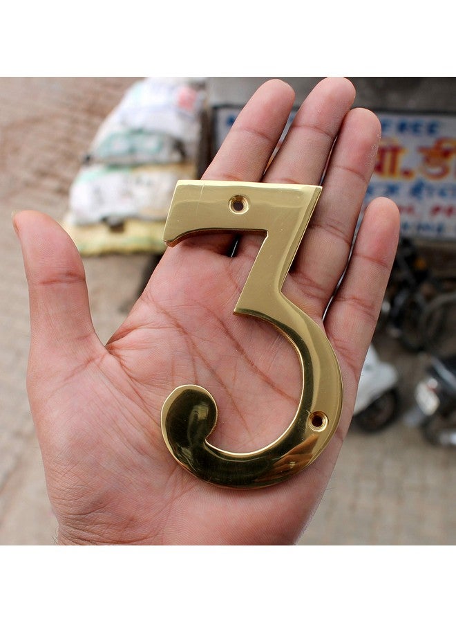 eSplanade 4" Brass House Hotel Door Number Plaque Sticky Numeric Numerical Digit 0-9 (3(three)) - Image 3