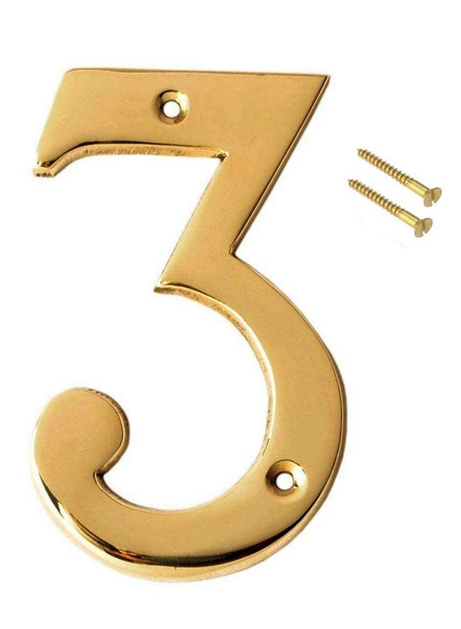 eSplanade 4" Brass House Hotel Door Number Plaque Sticky Numeric Numerical Digit 0-9 (3(three)) - Image 2