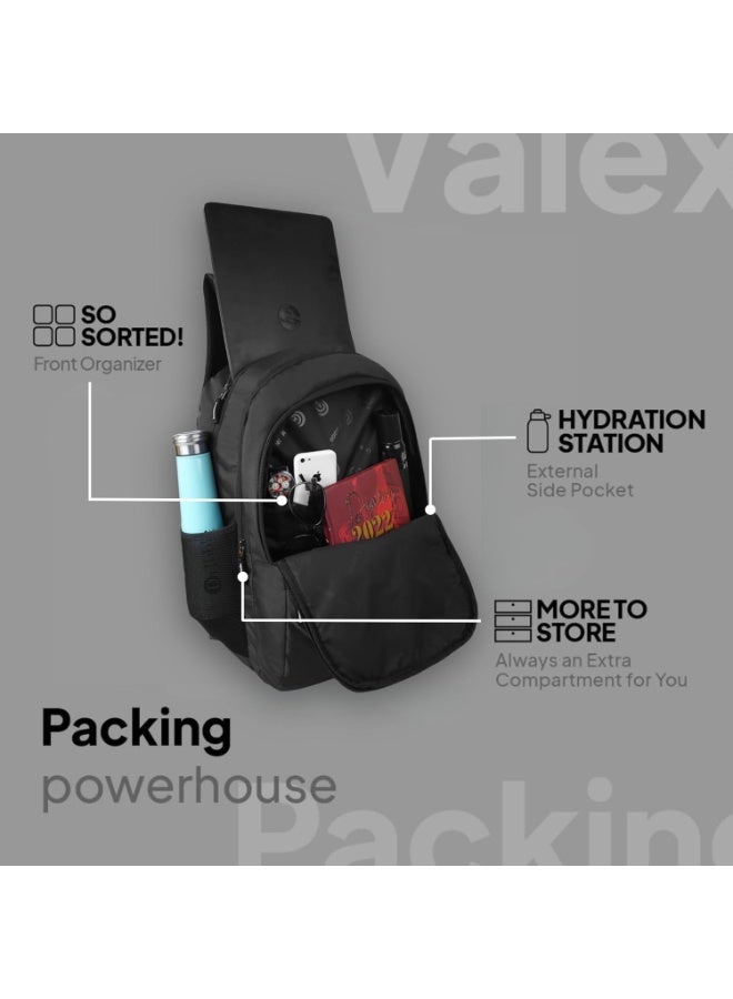 هاف مون Half Moon Valex Unisex School Bag for Boys Girls | 15.6 inch Laptop Bags for Men Office use | College Bag for Girls Boys | Backpack Bagpacker for Man Women | Black School Bag with Small Pockets Inside - Image 2