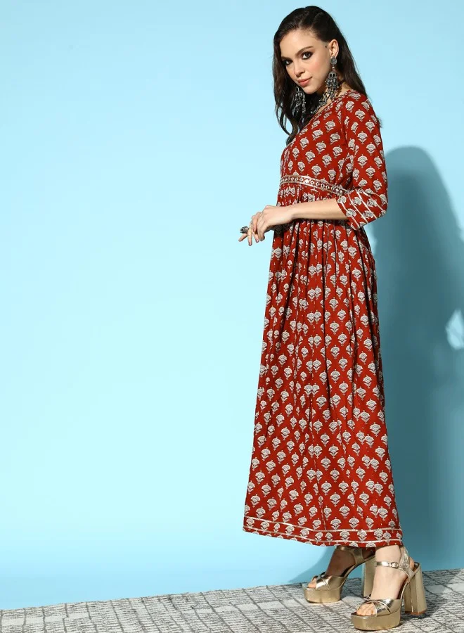 ISHIN Printed A-Line Dress