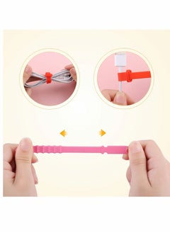Generic Cord Organizers, 4.5 Inch Reusable Wire Ties Cord Organizer Straps Elastic Silicone Cord Organizer Cable Straps for Cords Phone Charging Cable Wire Labels Headphones 20pcs  (5 Colors)  - Image 4