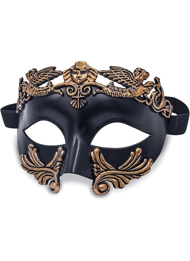The Bros Masquerade Mask for Men - Roman Greek Mask - Venetian Half Face Mask, for Mascarade Ball Mardi Gras and Cosplay Mardi Party (Black Gold)  - Image 1