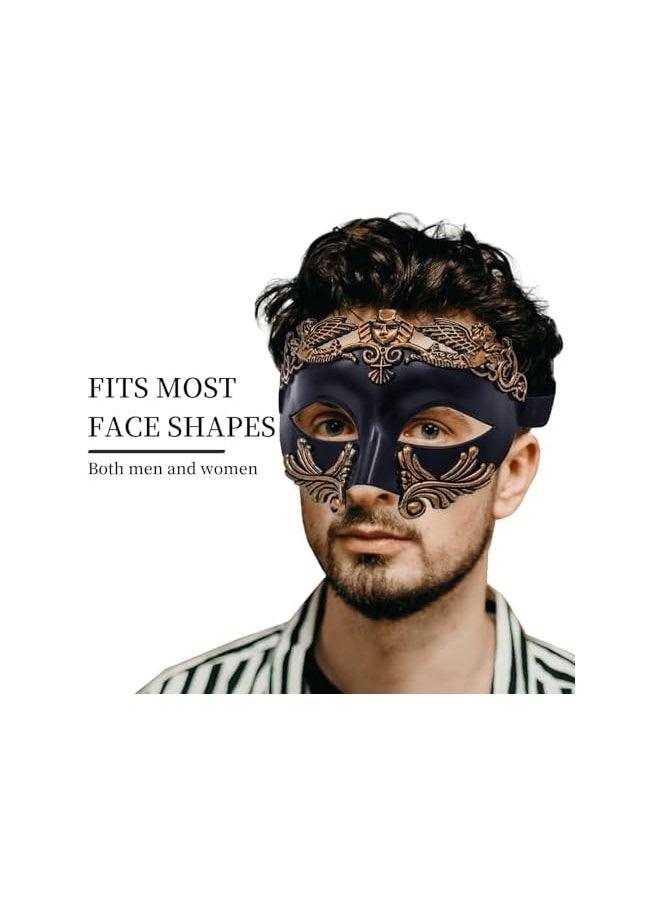 The Bros Masquerade Mask for Men - Roman Greek Mask - Venetian Half Face Mask, for Mascarade Ball Mardi Gras and Cosplay Mardi Party (Black Gold)  - Image 3