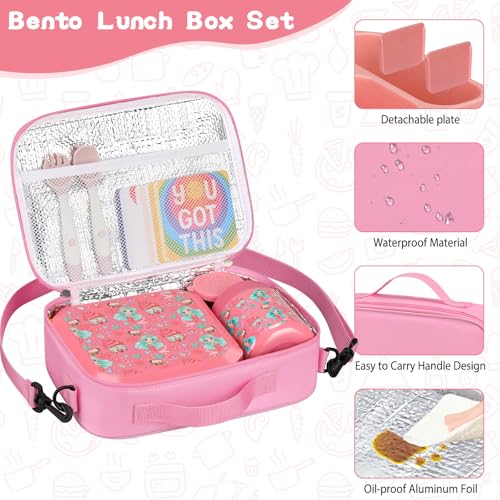 wiwens Bento Lunch Box for Kids with 12oz Soup Thermo Leak-Proof Lunch Food Container with 5 Compartment Thermo Hot Food Jar and Insulated Lunch Bag for Kid Toddler Girls Boys to School - Image 4