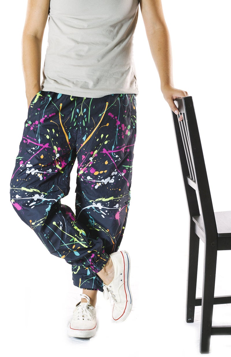 Funny Guy Mugs Neon Paint Splatter Windbreaker Pants, X-Large - Image 4