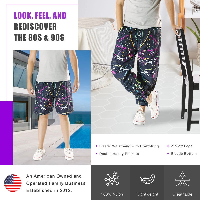 Funny Guy Mugs Neon Paint Splatter Windbreaker Pants, X-Large - Image 3