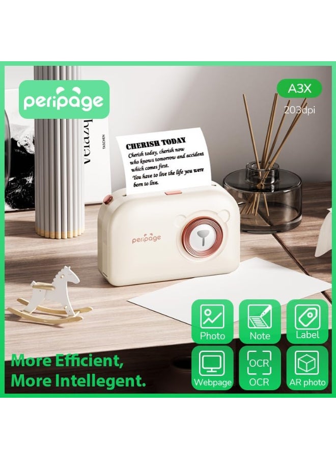 PeriPage A3X 203dpi Sticker Printer - Mini Thermal Printer, A3X Sticker Maker Machine, Portable Bluetooth Pocket Phone Printer for Anatomy Flashcards, Journal, Notes, Kids Gift, Receipts, Beige - Image 3