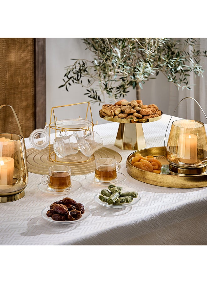 Home Box Orchid 12-Piece Glass Cup and Saucer Set with Stand - 160 ml - Image 5