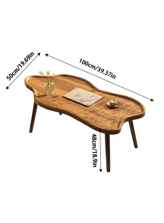 XINYUEMAIC XINYUEMAIC Coffee Table, Thickened Round Corner Modern Tea Table with Wooden Tabletop and Metal Legs, Suitable for Living Room, Bedroom, Office (Walnut Color, 39.39*19.69*18.9 Inch) - Image 2