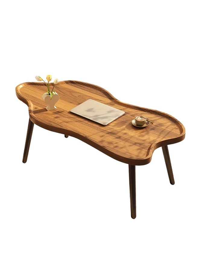 XINYUEMAIC XINYUEMAIC Coffee Table, Thickened Round Corner Modern Tea Table with Wooden Tabletop and Metal Legs, Suitable for Living Room, Bedroom, Office (Walnut Color, 39.39*19.69*18.9 Inch) - Image 5