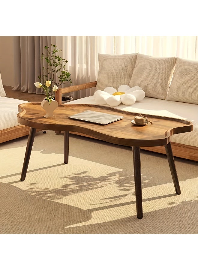 XINYUEMAIC XINYUEMAIC Coffee Table, Thickened Round Corner Modern Tea Table with Wooden Tabletop and Metal Legs, Suitable for Living Room, Bedroom, Office (Walnut Color, 39.39*19.69*18.9 Inch) - Image 3