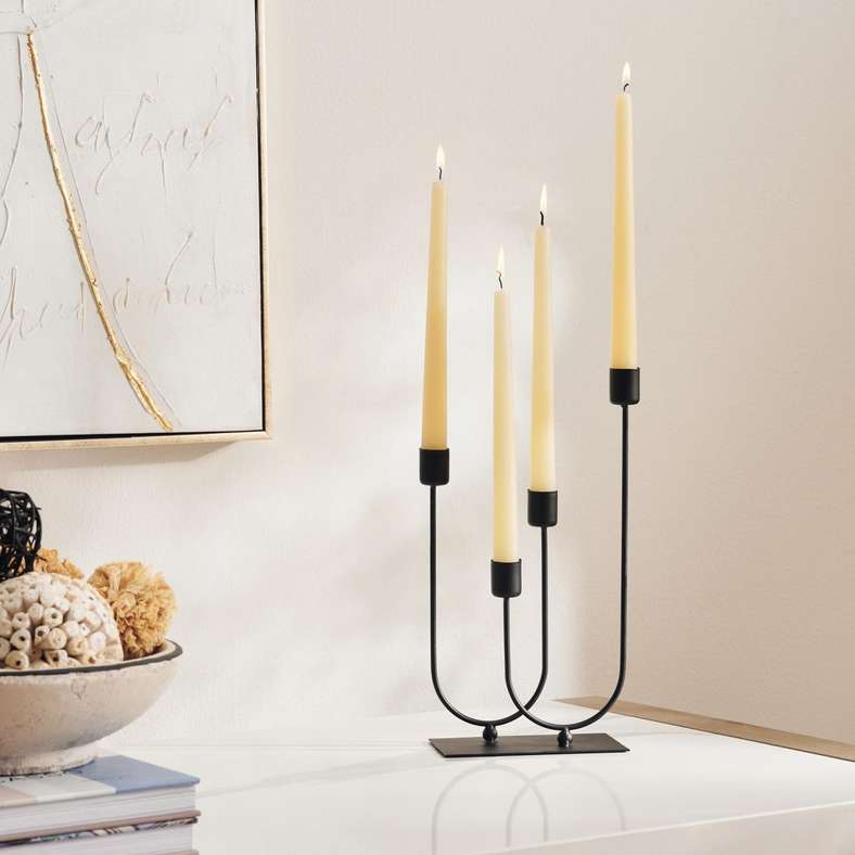 Pan Home حامل شموع أسود للتزيين المنزلي