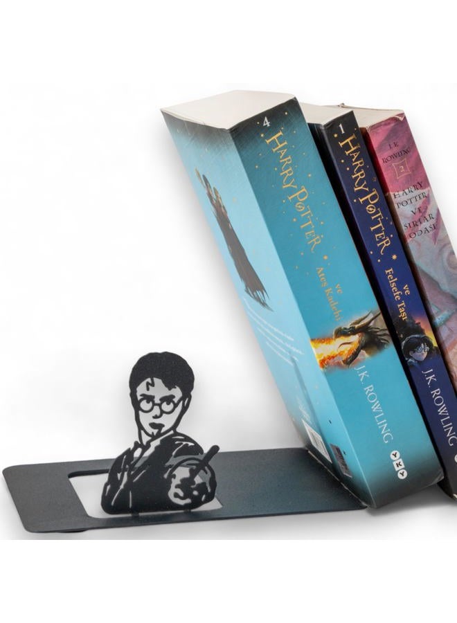 Renovatio Wizard Metal Bookend Unique, Cute, and Geeky Decor for Office, Home - Heavy Duty, Non-Slip, Minimalist Bookends for Shelves - Image 1