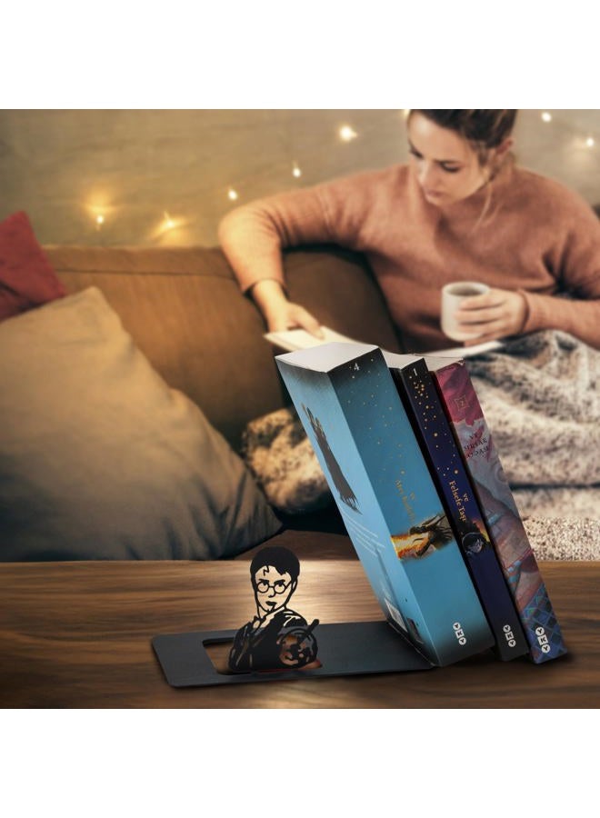 Renovatio Wizard Metal Bookend Unique, Cute, and Geeky Decor for Office, Home - Heavy Duty, Non-Slip, Minimalist Bookends for Shelves - Image 4