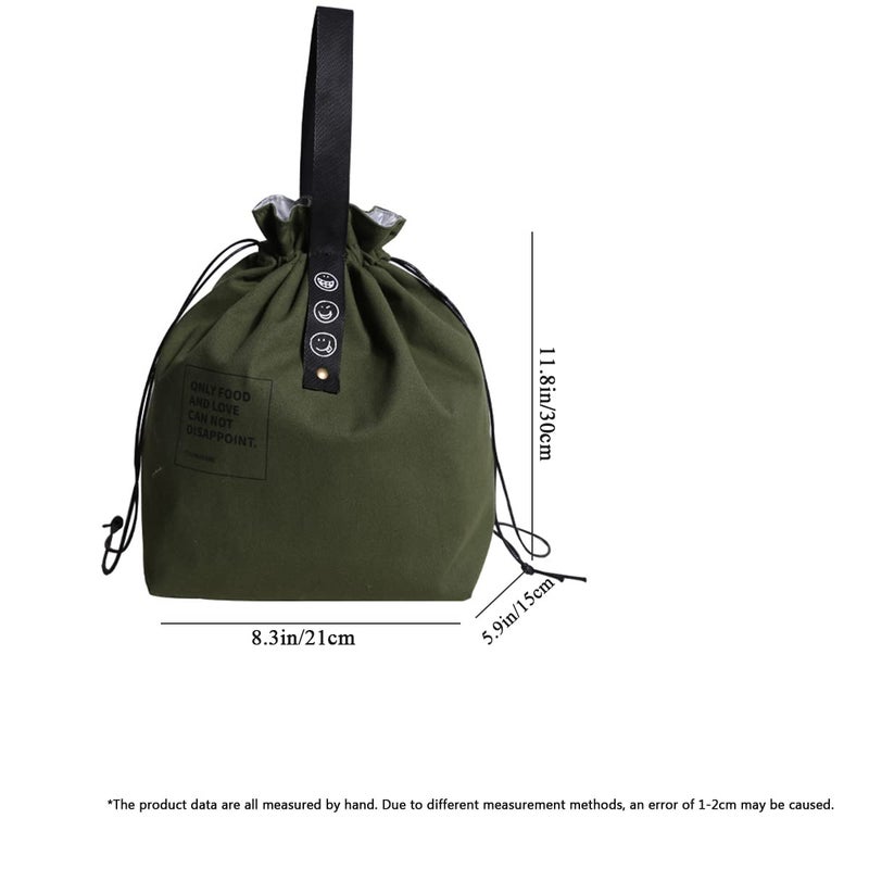 XINSHUN Canvas Drawstring Lunch Bag Insulated Lunch Bento Tote Bag Reusable Lunch Bag with Handle and Drawstring Closure for Women Work Picnic or Travel (COLOR1) - Image 4