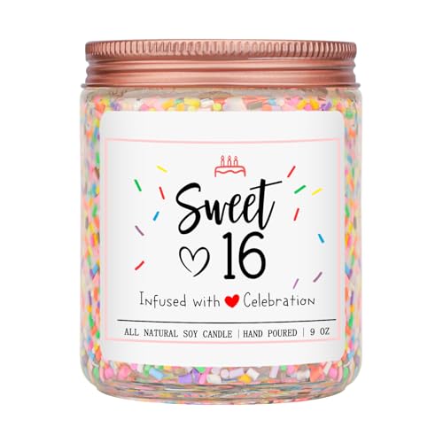 Homsolver 16th Birthday Gifts for Girls, Vanilla Cream Scent Best Ideas Birthday Presents for Daughter, Friends, Sister, Handmade Aromatherapy Candle Decorations - Image 1