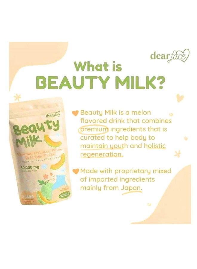 Dear Face 2 Packs Beauty Milk Japanese Collagen Melon Drink - 50,000mg Hydrolyzed Collagen - Image 2