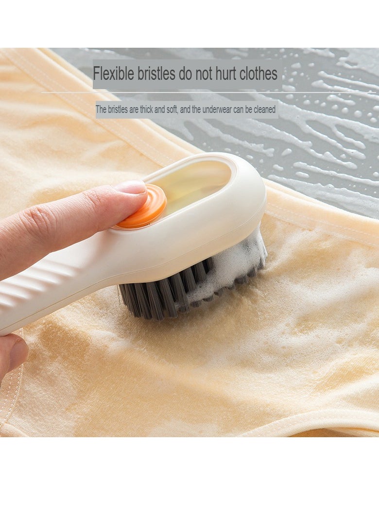 Generic Shoe Brush, Multifunctional Portable Automatic Soap Liquid Adding Shoe Brush, Long Handled Soft Bristled Home Laundry Clothing Soap Dispenser Brush, (1pc, White)  - Image 2