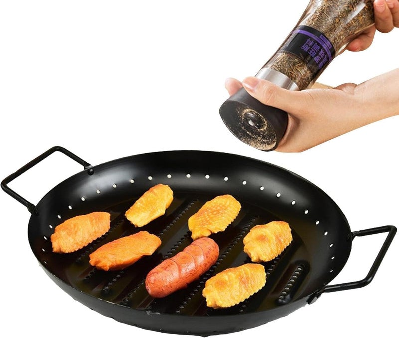 Yopple Yopple Non-Stick BBQ Grill Pan & Baking Tray - Carbon Steel Roasting Pan with Small Holes, Heat-Resistant & Durable for Outdoor Barbecue, Indoor Cooking & Electric Grills  - Image 4