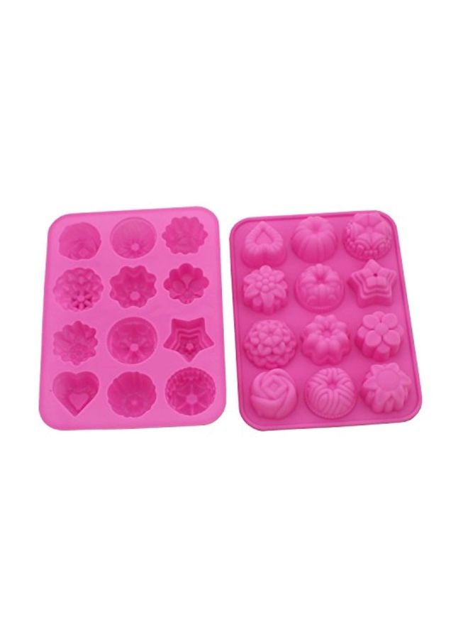 WARMBUY 2-Piece Flower Shaped Mold Pink 21.5x16.2x2.5cm - Image 2