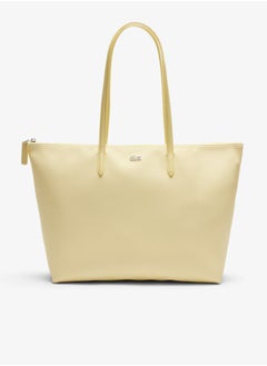 لاكوست حقيبة لاكوست النسائية الكبيرة 12.12 Concept Zip Tote، حقيبة كتف نسائية محمولة باليد، حقيبة أنيقة متعددة الاستخدامات بسعة كبيرة، حقيبة تسوق نسائية، 45 سم × 30 سم × 12 سم، لون أصفر ناعم  - Image 1