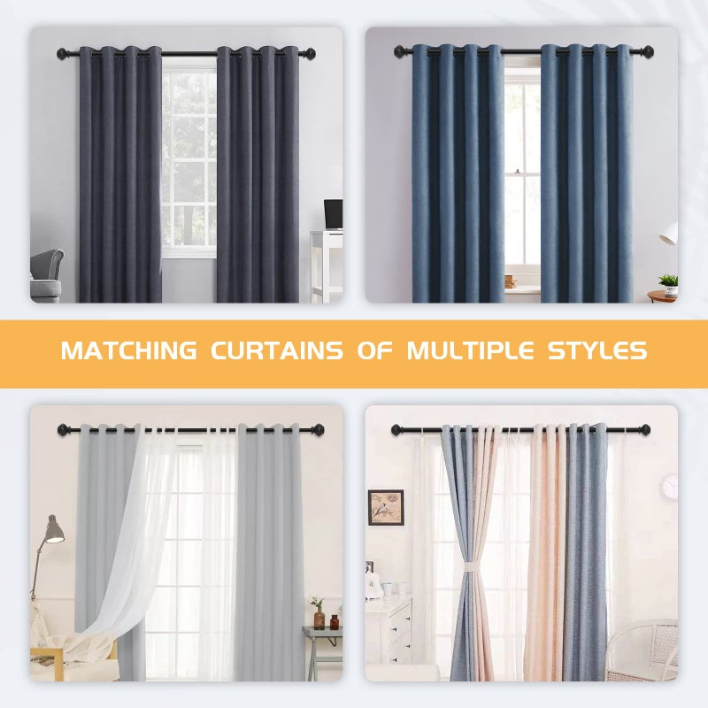MERJULAN 1 Inch Black Curtain Rods for Windows, Heavy Duty, 72 to 144 Inch, Standard Decorative Window Curtain Rod Set with Brackets for Bathroom, Kitchen, Bedroom, Black - Image 3