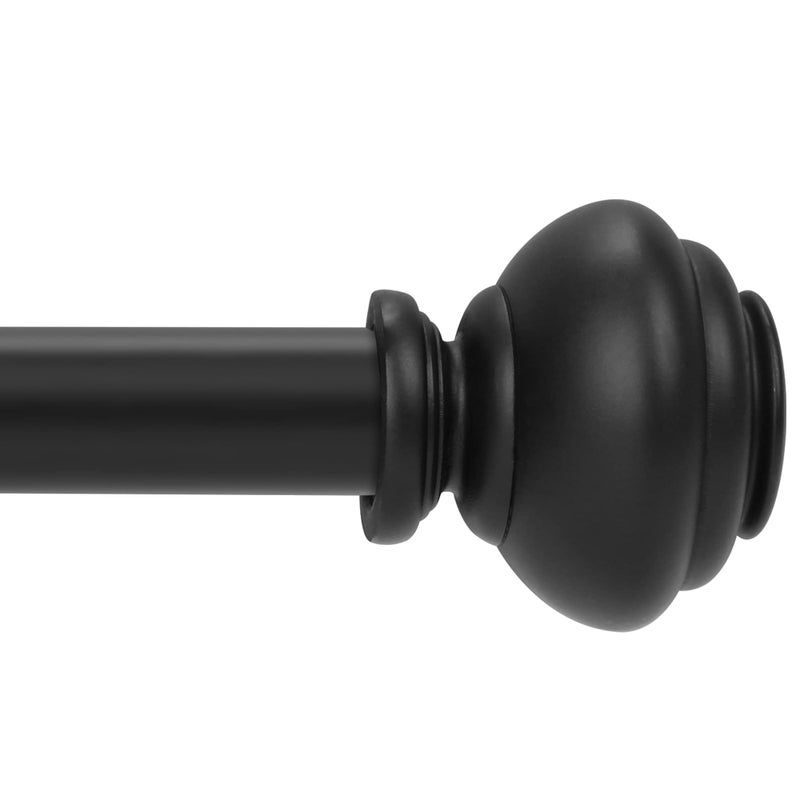 MERJULAN 1 Inch Black Curtain Rods for Windows, Heavy Duty, 72 to 144 Inch, Standard Decorative Window Curtain Rod Set with Brackets for Bathroom, Kitchen, Bedroom, Black - Image 1