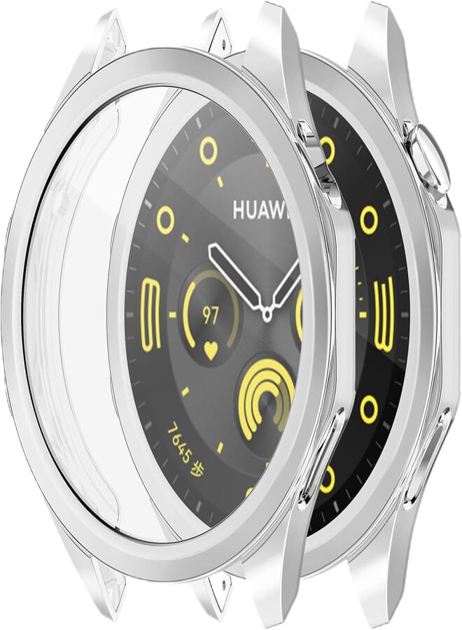 Next Next store Case Compatible with Huawei Watch GT 4 41mm, Protective Glass Film + Hard Plastic Frame, Cover Compatible with Huawei Watch GT 4 41mm - (Silver)