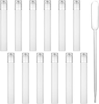 XIHIRCD 12 زجاجة رولر 10 مل زجاجات تجميل قابلة لإعادة التعبئة مع أنبوب توزيع زجاجة عطر رولر محمولة مع غطاء للسفر - Image 1