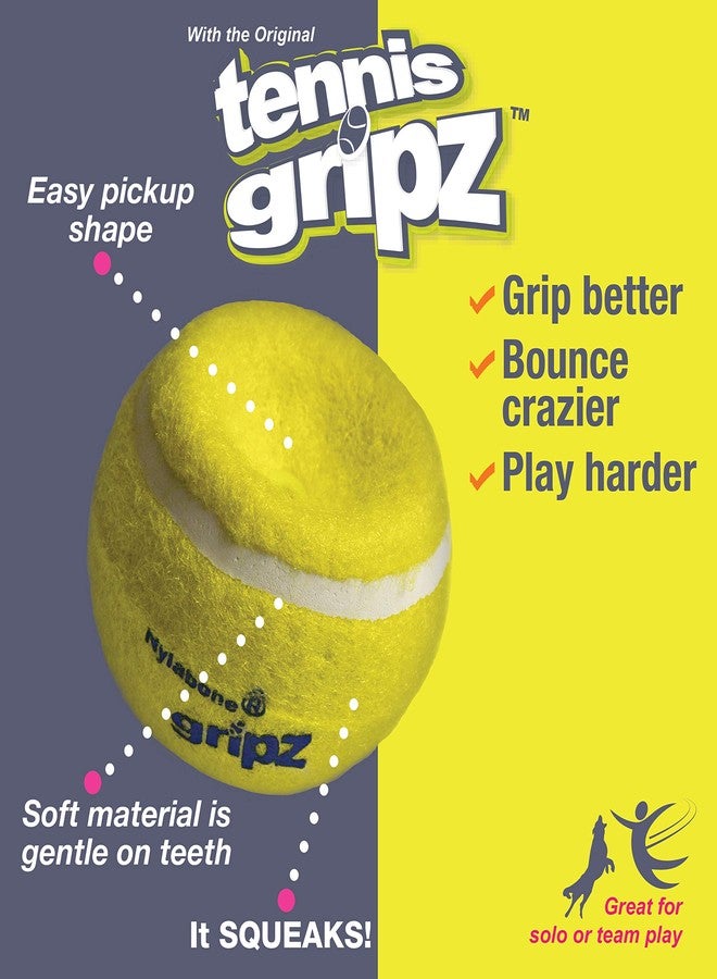 Nylabone Power Play Tennis Gripz Fetch Toy, Squeaky Tennis Ball Chew Toy for Dogs, Small (3 Count) - Image 2