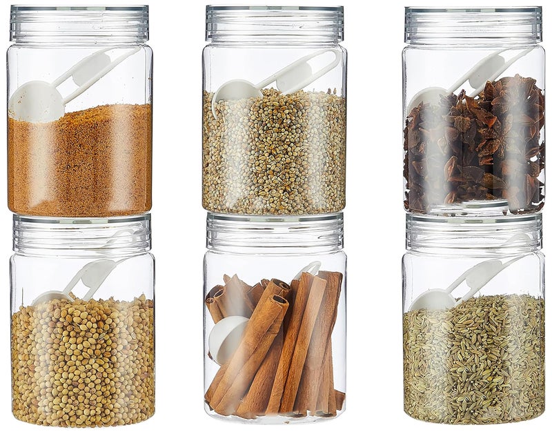 Homeor Plastic Storage Jar & Containers With Spoon, Airtight & BPA Free Containers for Kitchen Storage, Grocery Kitchen Container, Multipurpose Jar, Fridge Storage Container, 500 ML Set 6 Transparent - Image 4