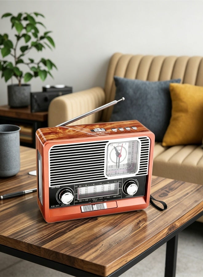 إيفتشي راديو محمول قابل لإعادة الشحن (FM/AM/SW) مزود بخاصية الاتصال عبر البلوتوث ومشغل MP3 (منفذ USB/فتحة لبطاقة TF) ومصباح LED مدمج - Image 1