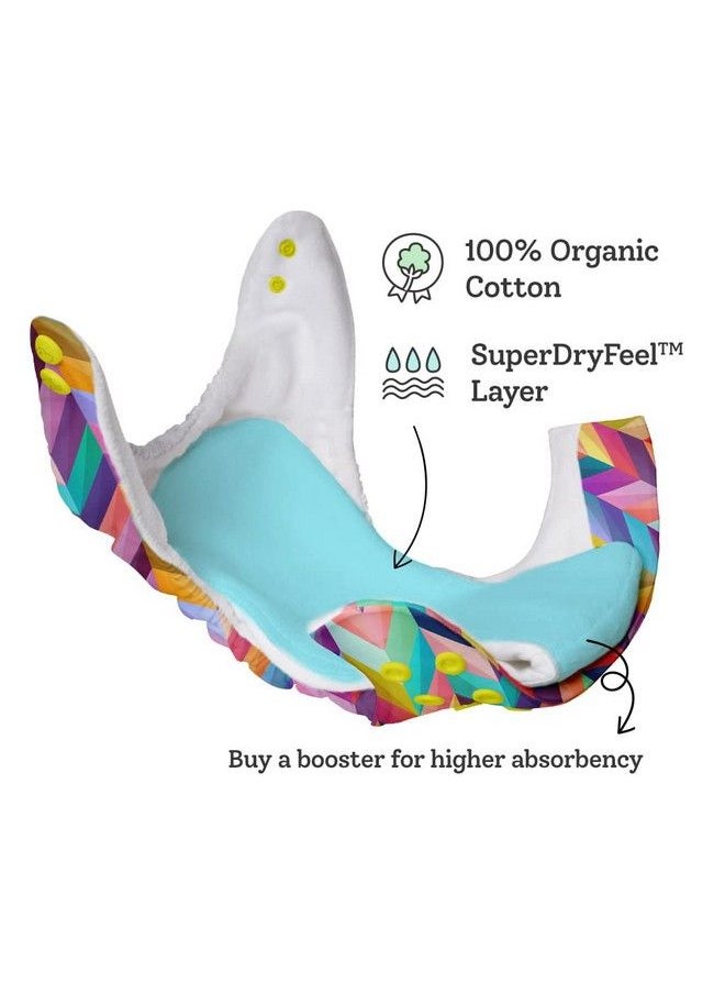 New Uno Freesize Cloth Diaper Set Of 2; Cloth Diaper For Babies 3M To 3Y ; Washable & Reusable Cloth Diaper ; Comes With Cloth Diaper Insert ; 2 Diaper And 2 Organic Cotton Soaker