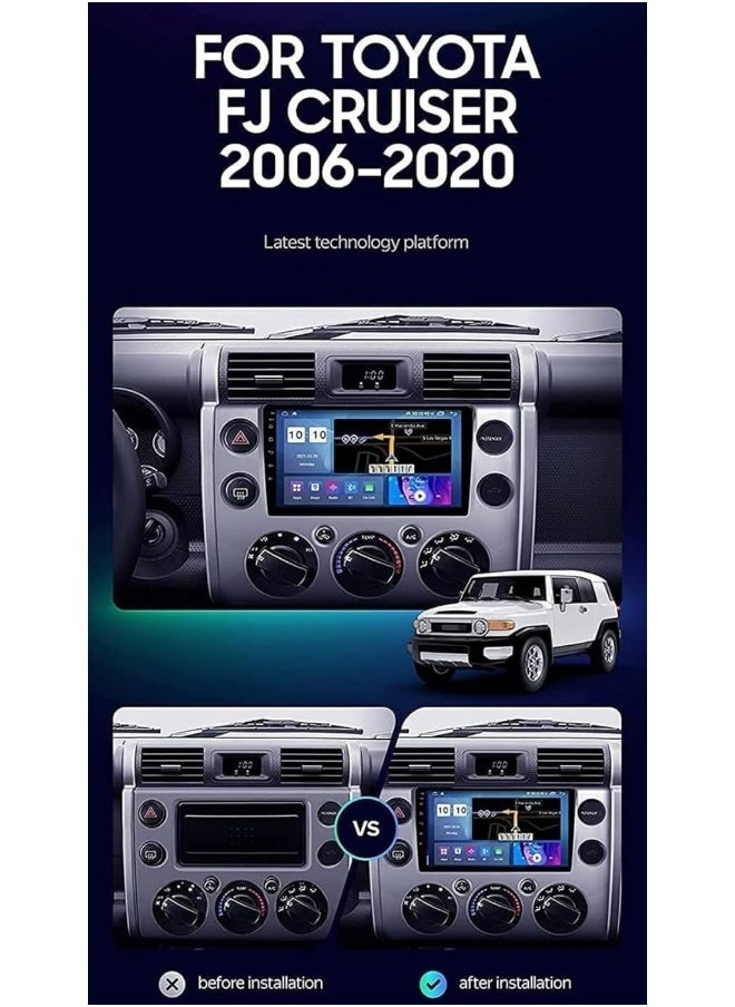 Vierex Android Car Stereo Screen For Toyota FJ Cruiser 2007-2018 With CarPlay Android Auto Wireless WiFi AHD Camera Included Fast Interface Silver Frame (4+32GB Carplay 4G)  - Image 2
